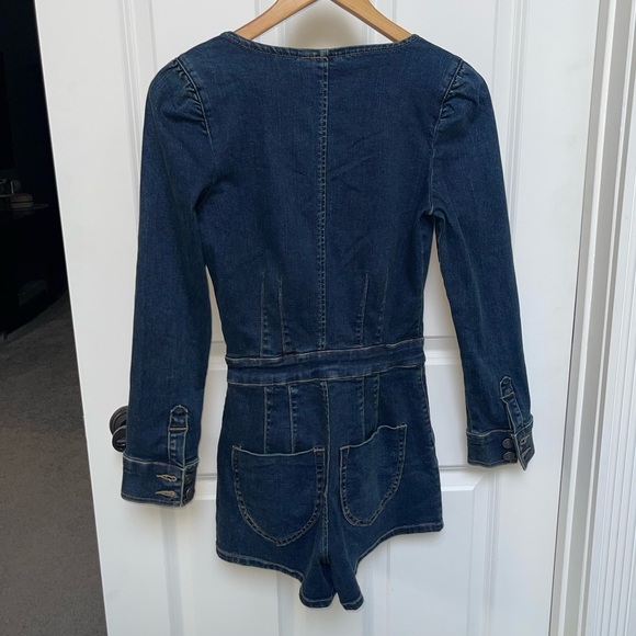 NEW FREE PEOPLE We The Free CRVY High Society Playsuit $148 Socialite Longsleeve - Picture 8 of 13